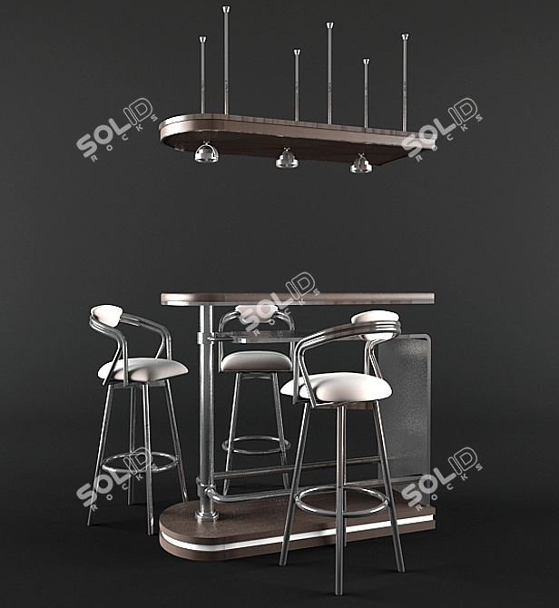 Stylish VRay Bar Counter 3D model image 1