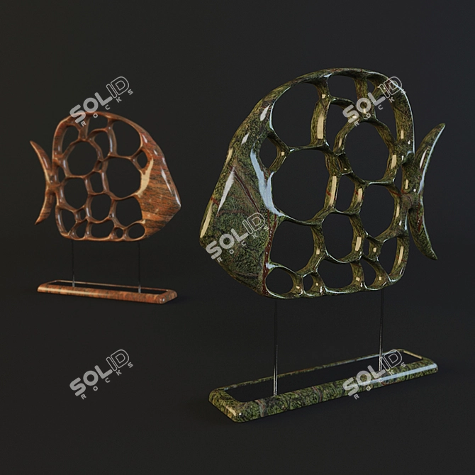 Stone Fish Sculpture 3D model image 1