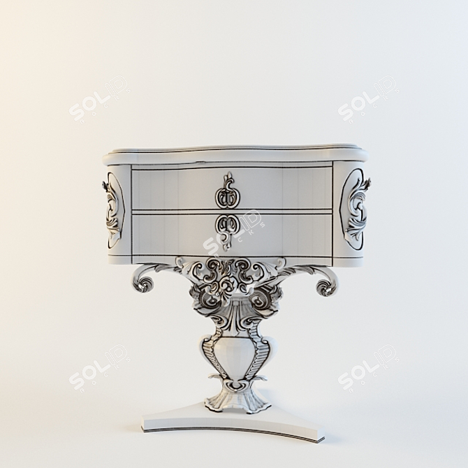 Rustic Oak Bedside Table 3D model image 1