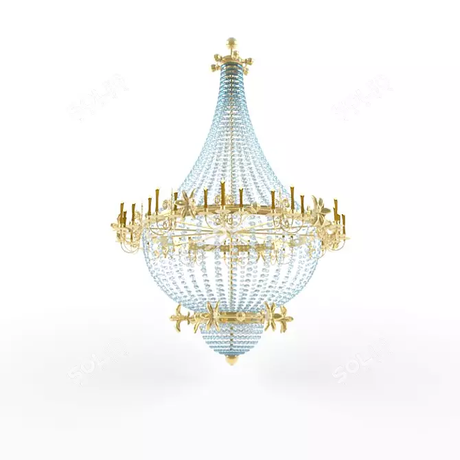 Antique Golden Candle Chandelier 3D model image 1