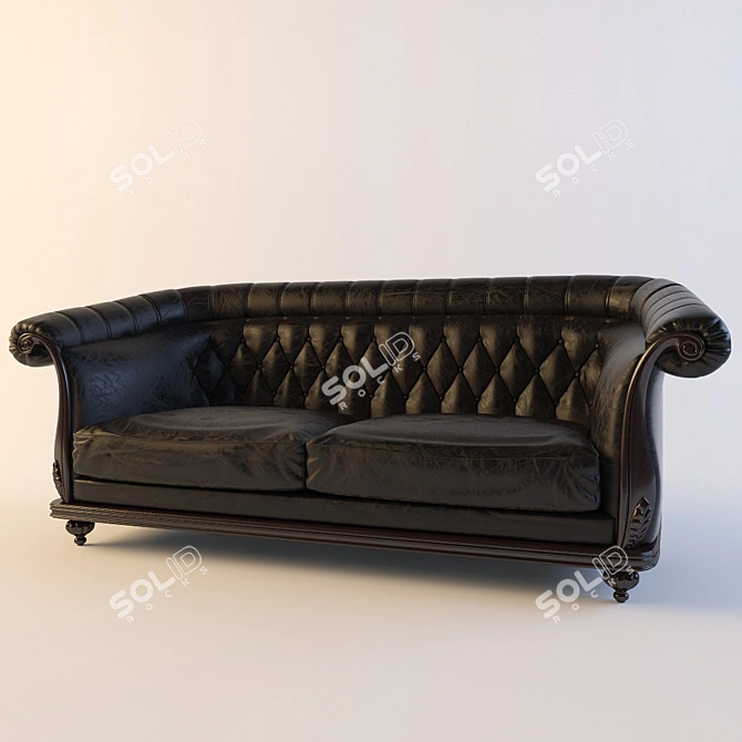 Luxury Leather Sofa in Classic Style 3D model image 1