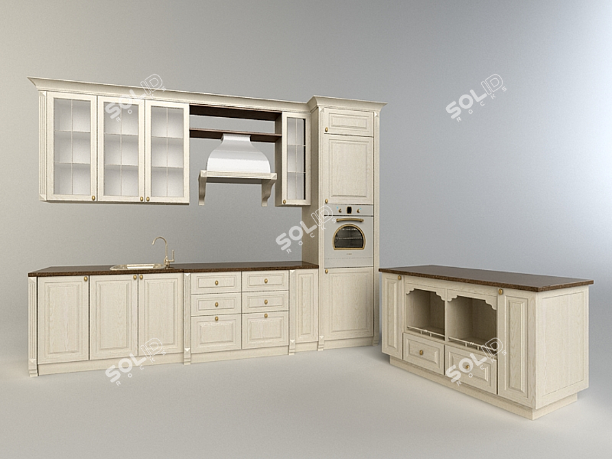 Vintage Charm Kitchen 3D model image 1