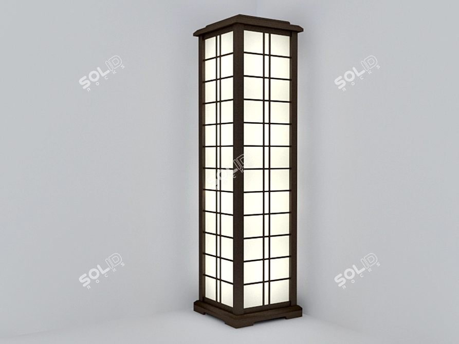 Wooden Floor Lamp - Inlight 3D model image 1