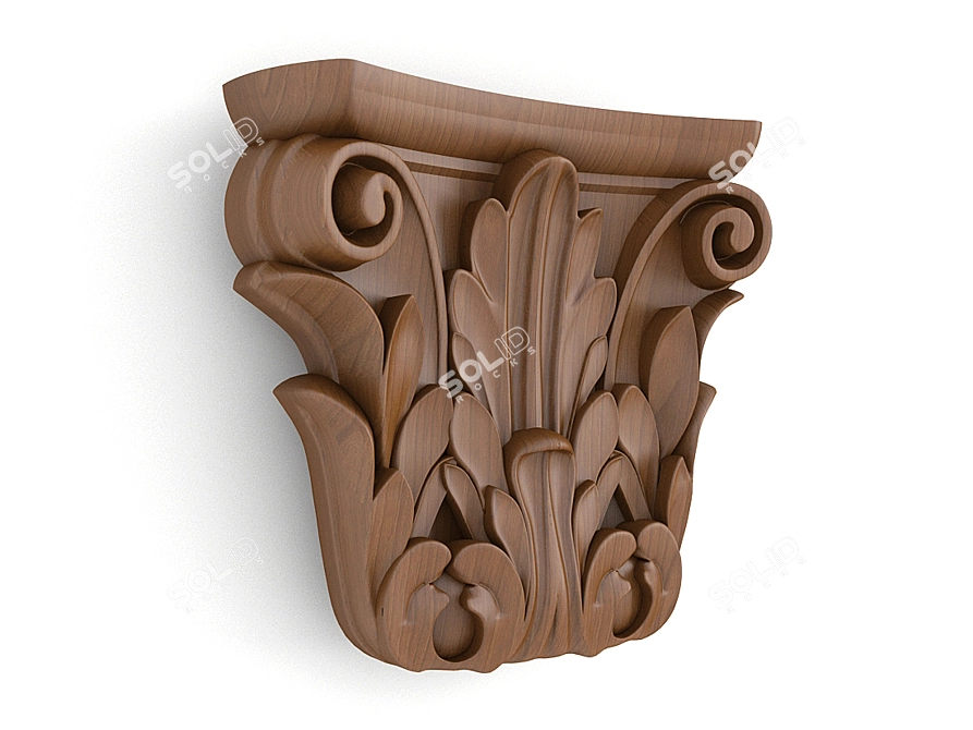 Elegant Wood Carving Panel (Art KA 628) 3D model image 1