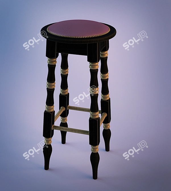 Sleek Metal Bar Stool 3D model image 1