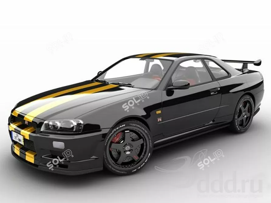 Nissan Skyline R34 Vspec Model 3D model image 1