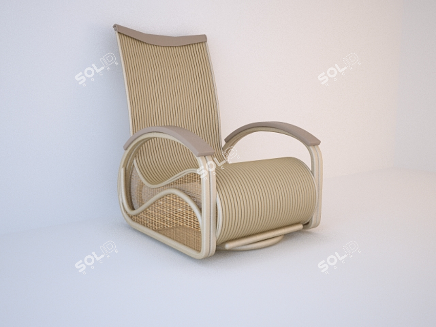 Rattan Rocking Armchair: Texture-Infused Comfort 3D model image 1