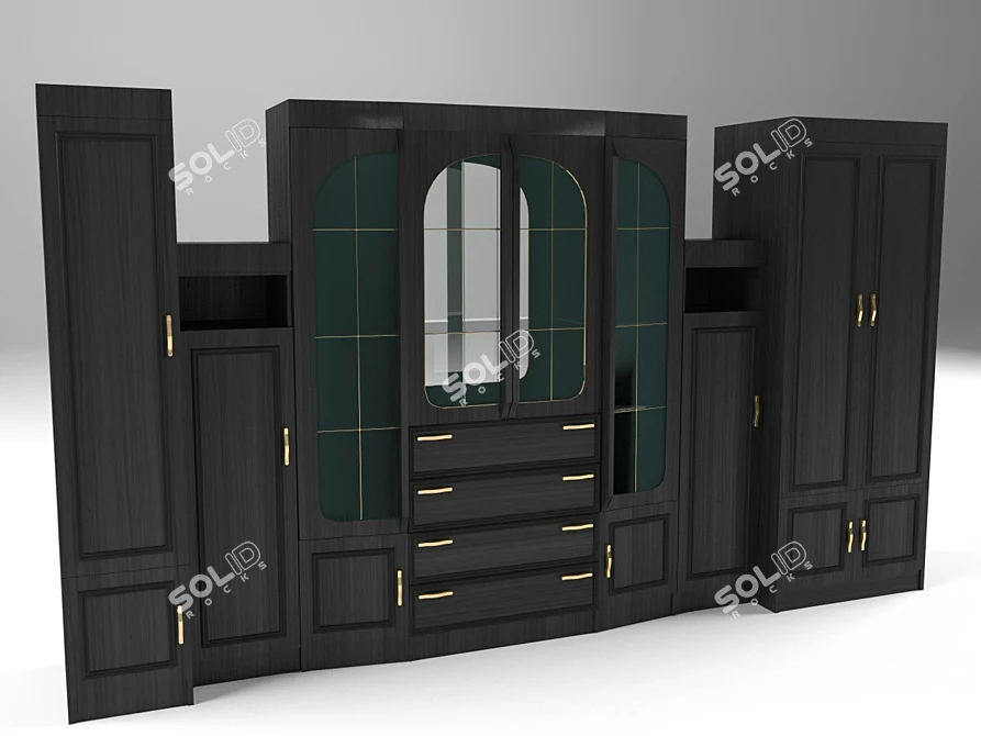 Gold Handle Wardrobe 3D model image 1