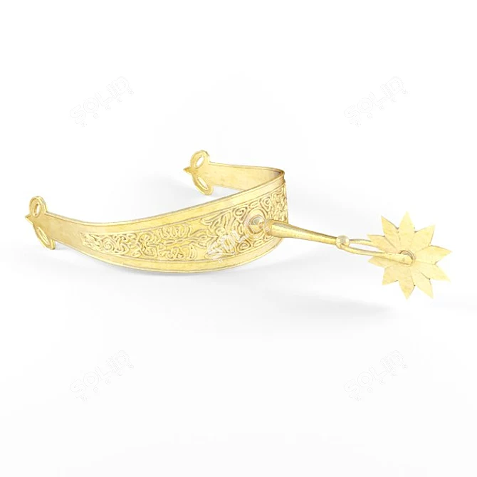 Golden Engraved Spur 3D model image 1