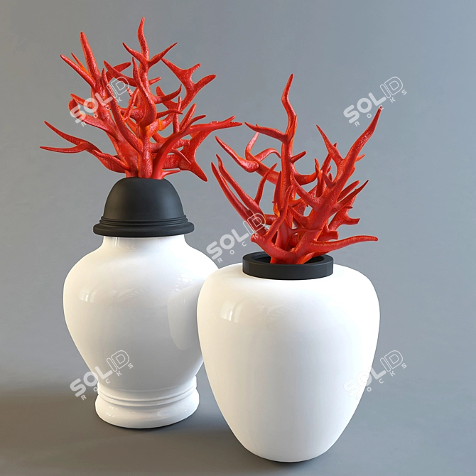 Italian Coral Ceramic Vase 3D model image 1