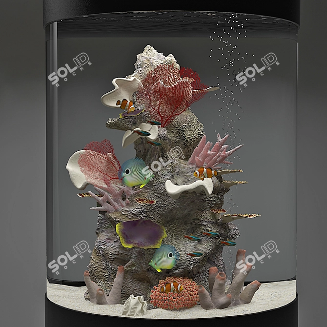 Aquatic Oasis: Modern Aquarium with LED Lights 3D model image 1