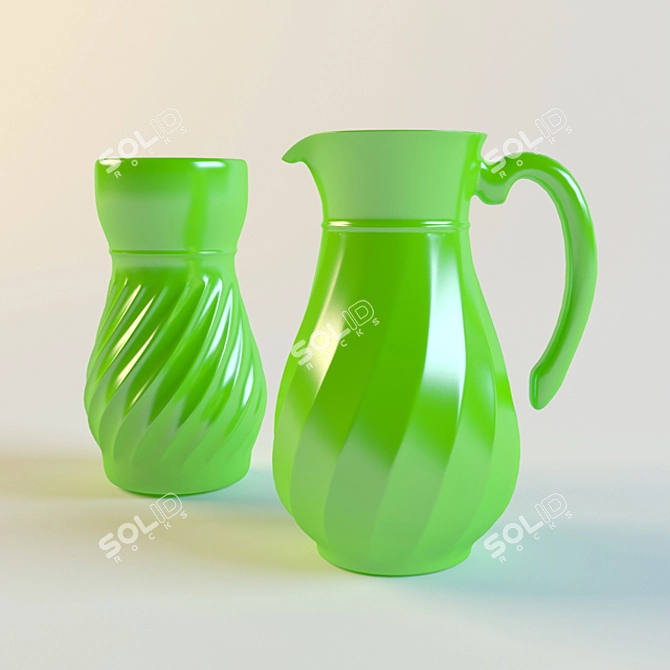 Elegant Glass Pitcher 3D model image 1