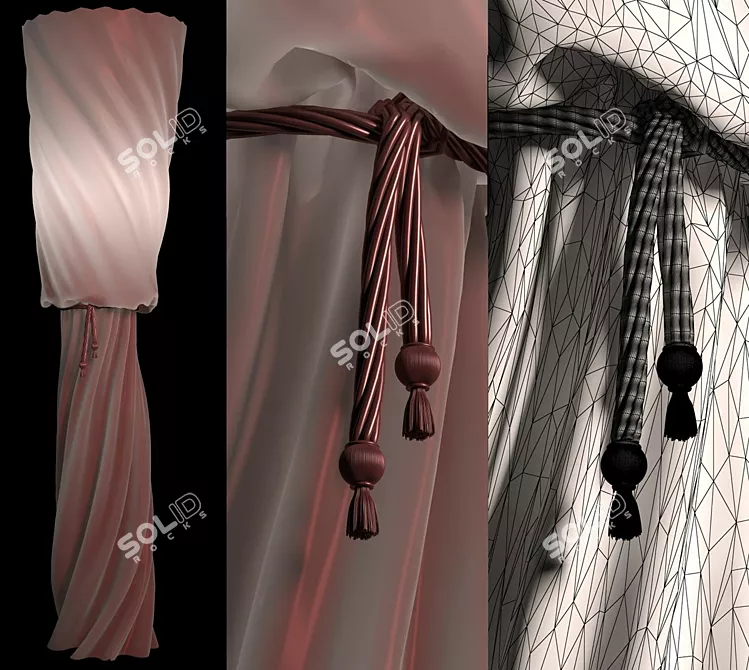 Silk Elegance: 2-Sided Fabric Column 3D model image 1