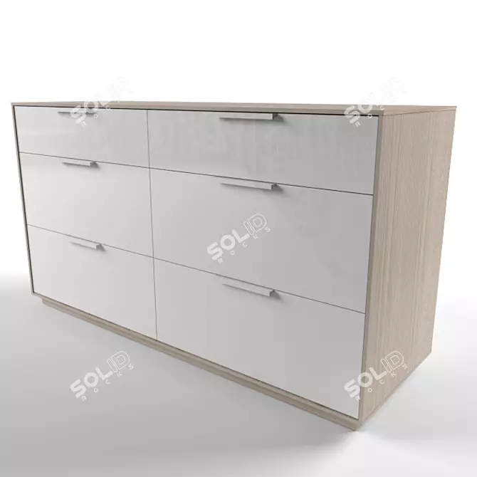 Contemporary 6-Drawer Light Grey and White Dresser 3D model image 1