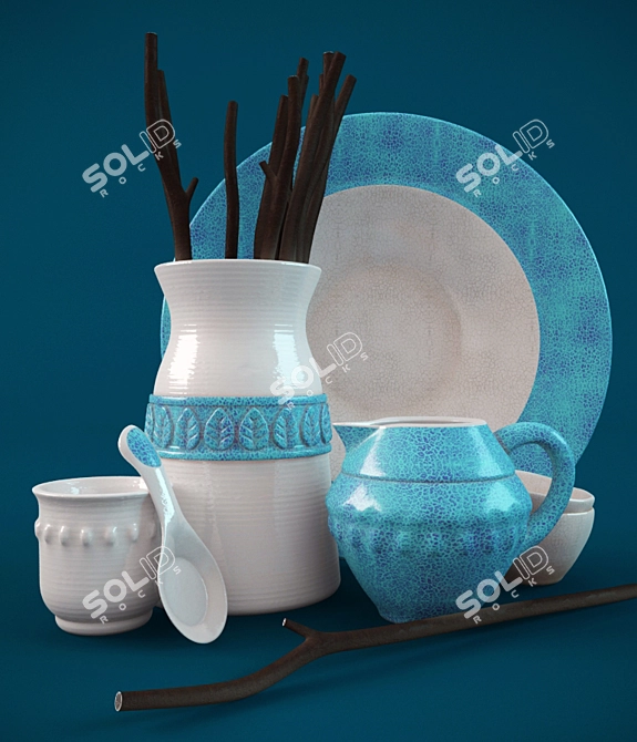 Elegant Ceramic Set: Provence 3D model image 1