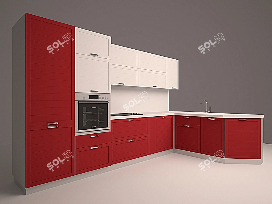 Modern Custom Kitchen Design 3D model image 1