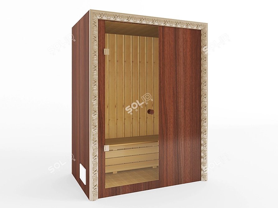 Luxury Infrared Sauna: Wooden Finish 3D model image 1