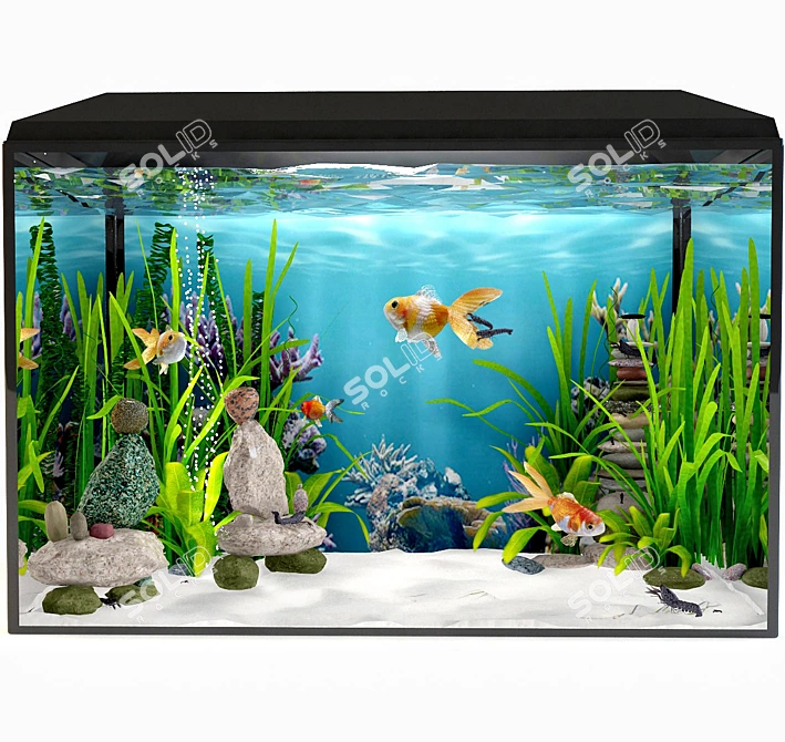 Aquatic Oasis: Tranquil Aquarium 3D model image 1