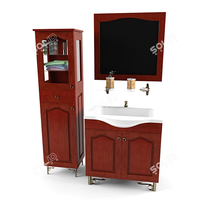 Modern Bathroom Furniture Set 3D model image 1