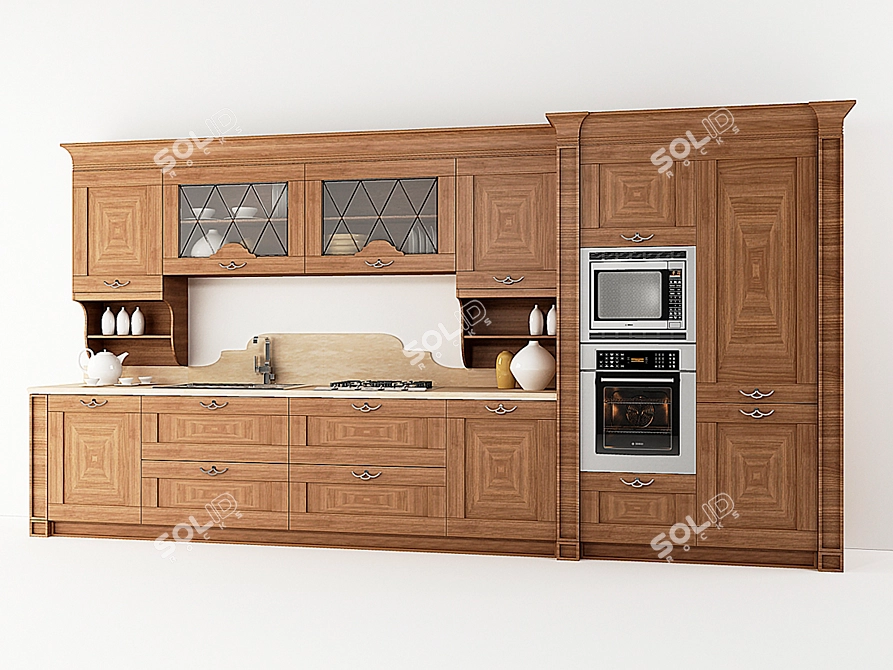 Elegant Veneta Cucine Kitchen: "CaVeneta" - 4.6m 3D model image 1