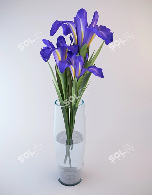 Elegant Iris Bouquet 3D model image 1