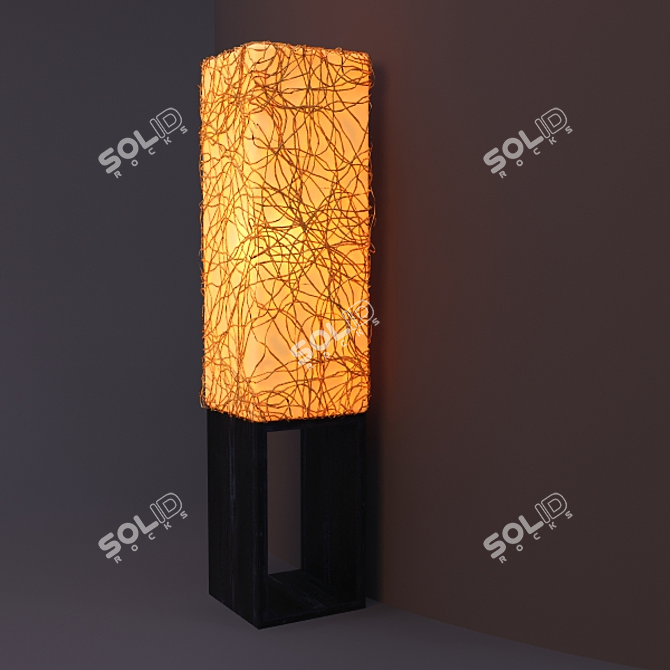 Rustic Rattan Parchment Lamp 3D model image 1