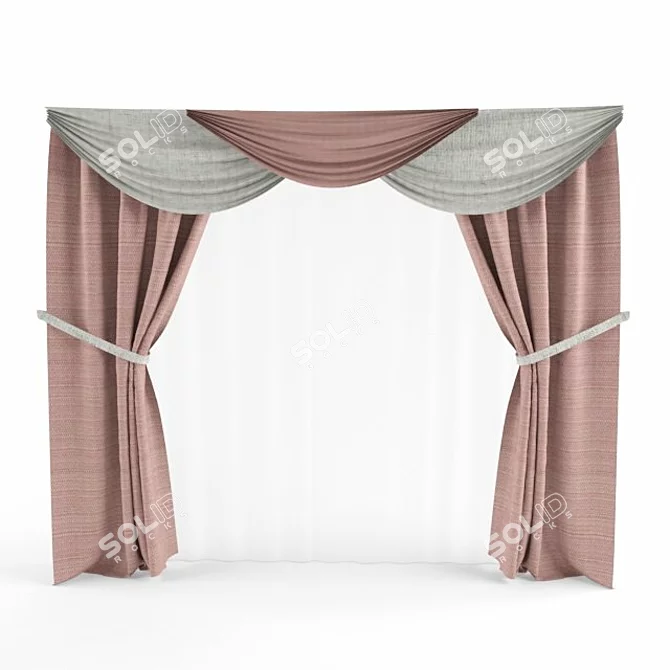 Luxury Textured Curtains 3D model image 1