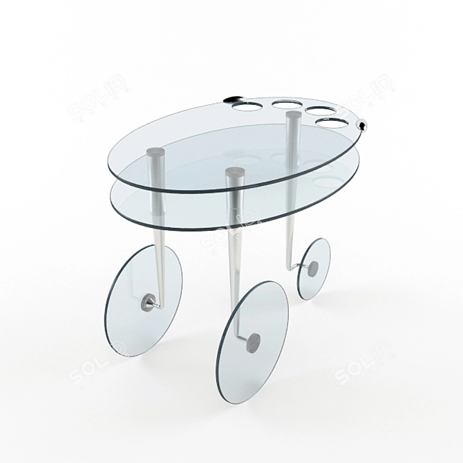 Elegant Glass Serving Table 3D model image 1