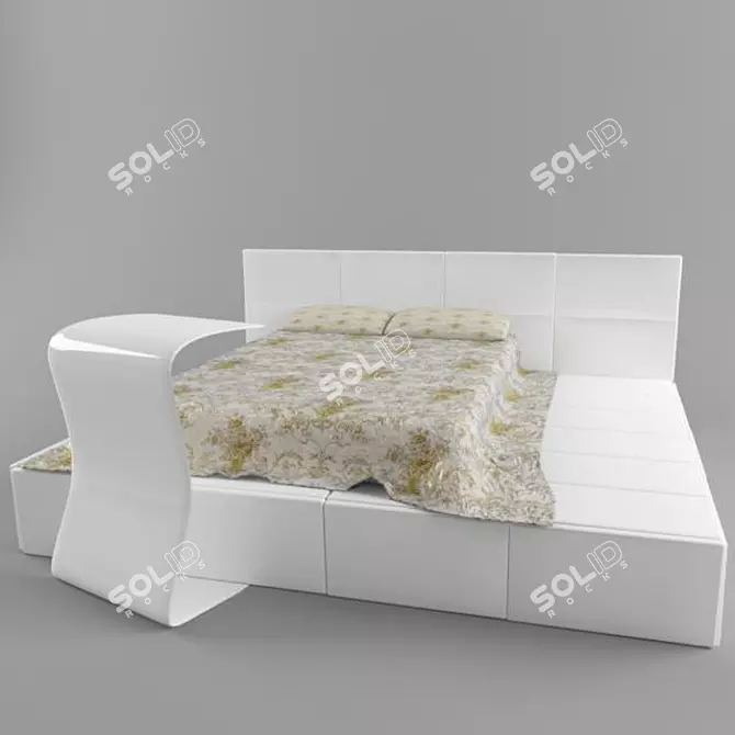 Modern Platform Bed 3D model image 1