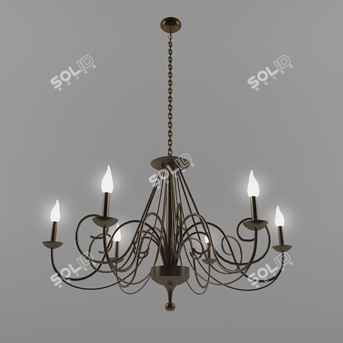 Ornate Iron Candle Chandelier 3D model image 1