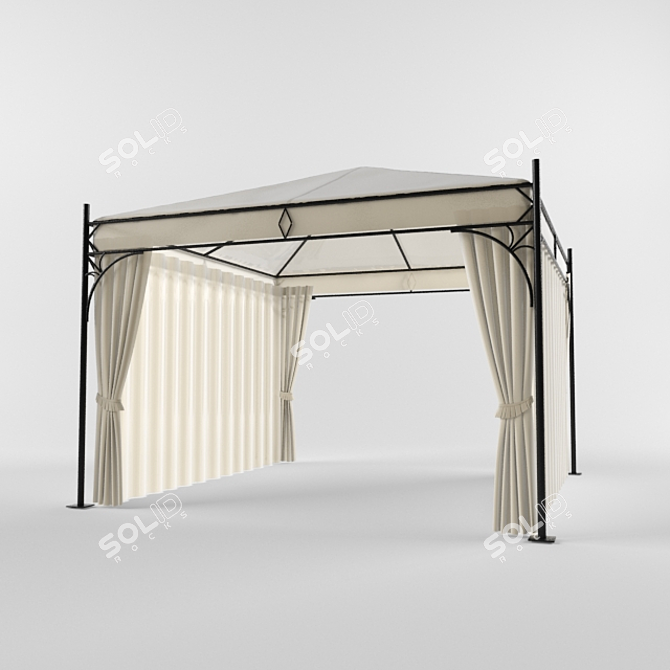 Elegant Gazebo with MBM Vorhang Set 3D model image 1