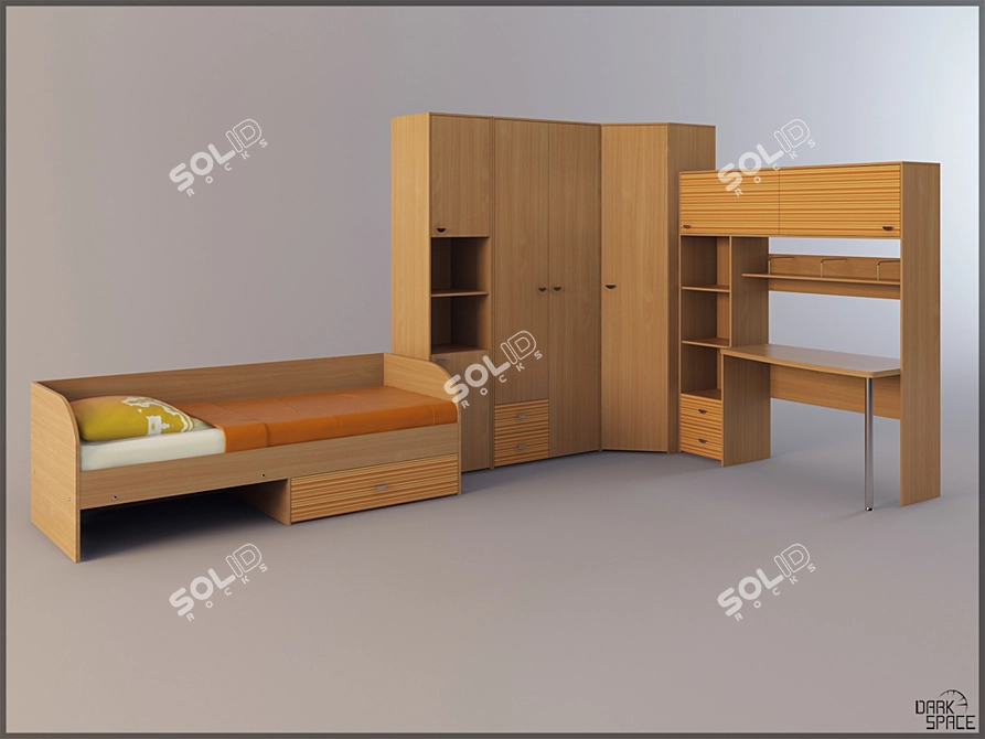 Rainbow Kids Furniture 3D model image 1