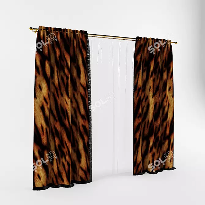 Tiger Texture Curtains 3D model image 1