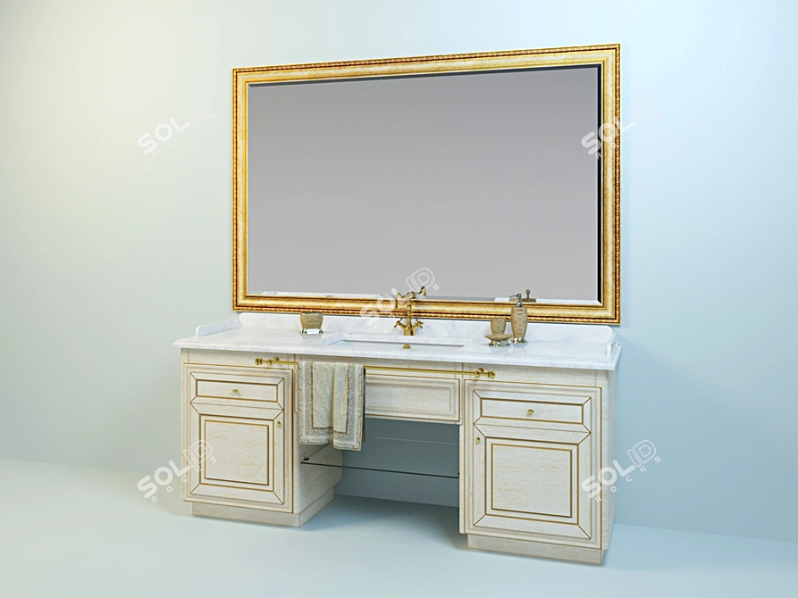 Modern Mirror Wash Basin 3D model image 1