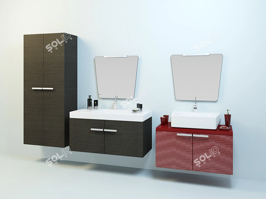 Custom Sized Bathroom Vanity Set 3D model image 1