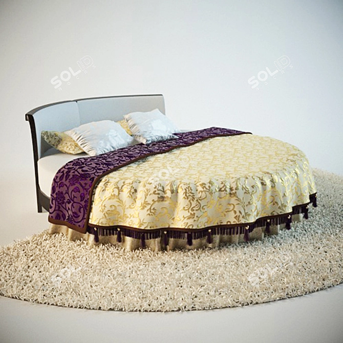 Elegant Round Double Bed 3D model image 1