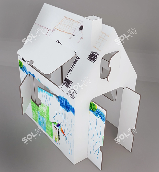 Creative Cardboard Kids Cottage 3D model image 1