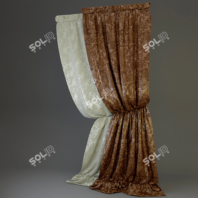 Elegant Drapery Collection 3D model image 1