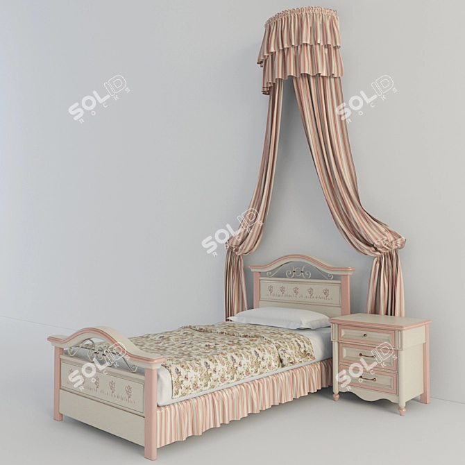Happy Night Baby Bed - Curved Frame and Iron 3D model image 1