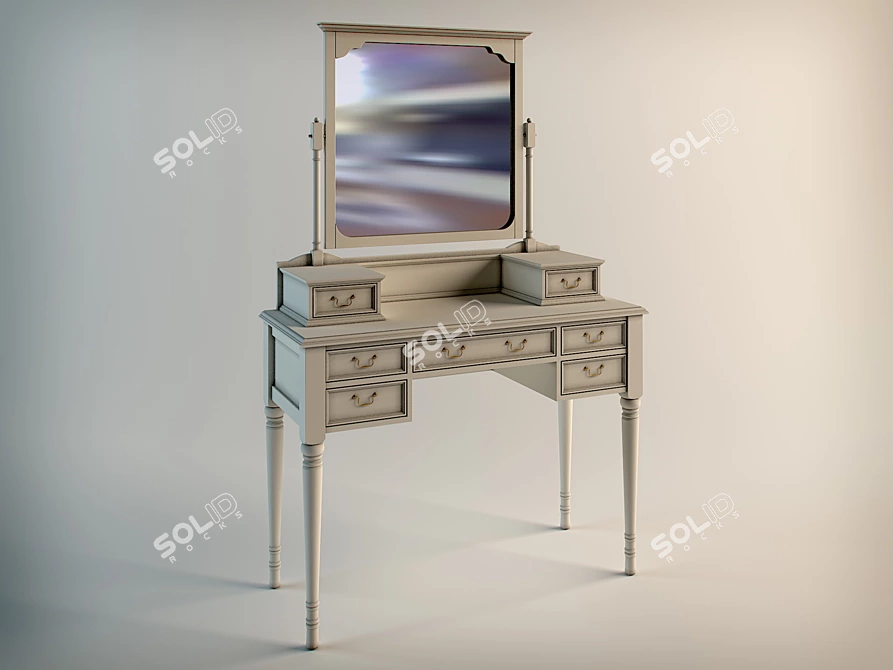 Elegant English Style Dressing Table 3D model image 1