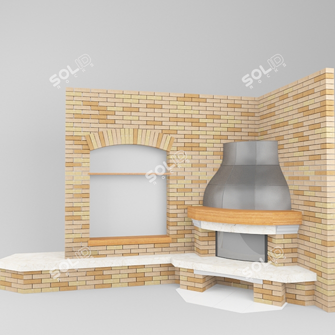 Country Style Fireplace 3D model image 1