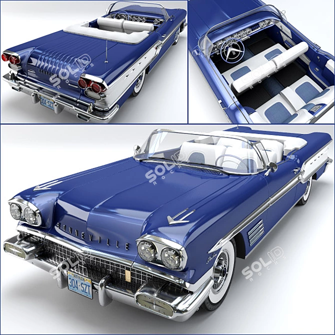 Pontiac Bonneville: 1958 Classic Beauty 3D model image 1