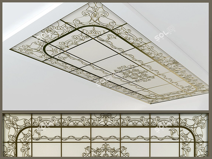 Elegant Classic Stained Glass Window 3D model image 1