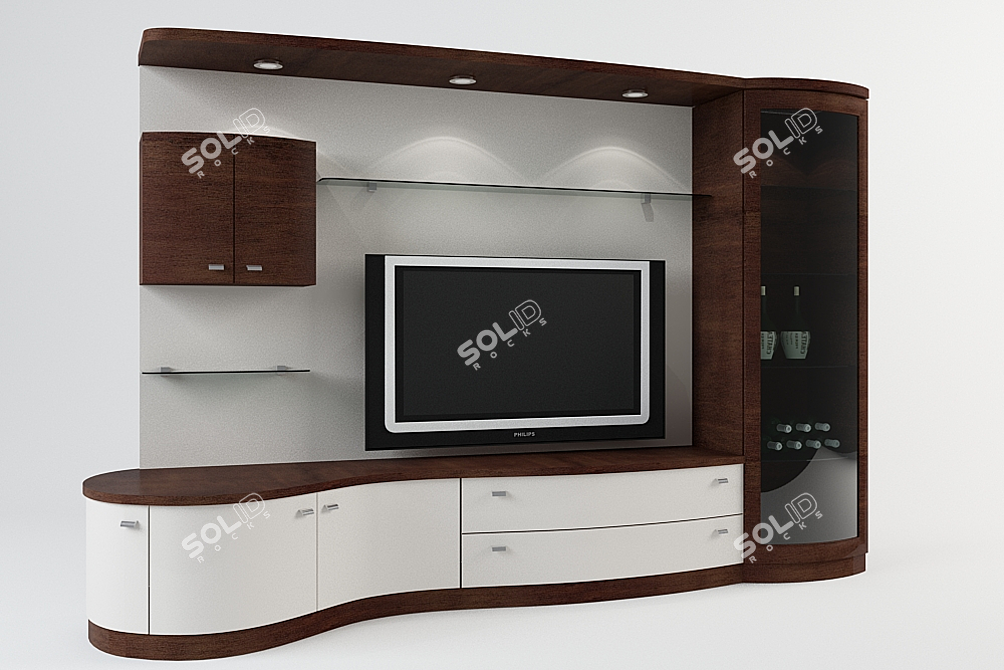 Modern Wall: Contemporary Design with Textures and Ambient Lighting 3D model image 1