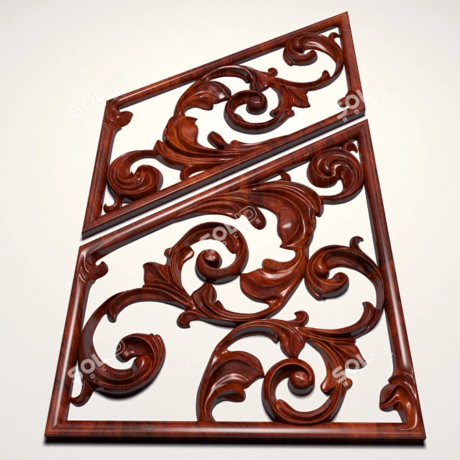 Handcrafted Wood Carving Decoration 3D model image 1