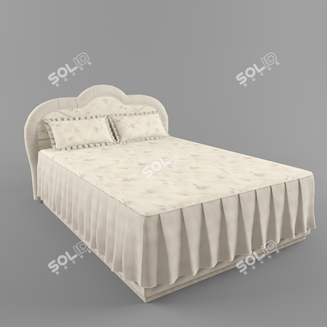 Classic Upholstered Bed 3D model image 1