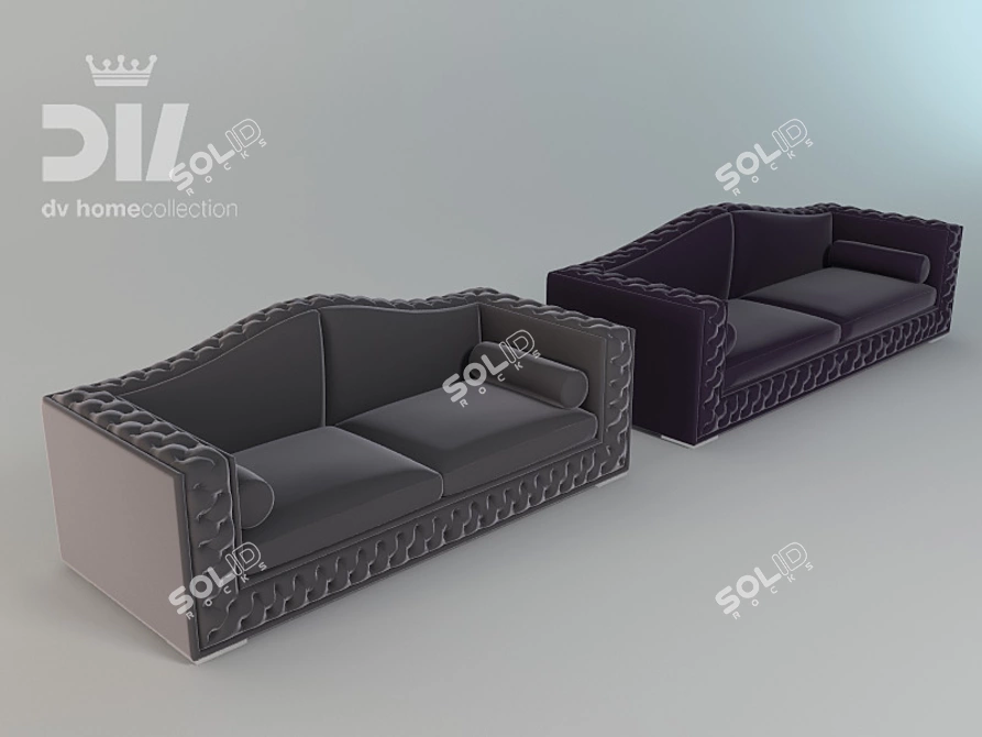 Italian Avery Velvet Sofa 3D model image 1