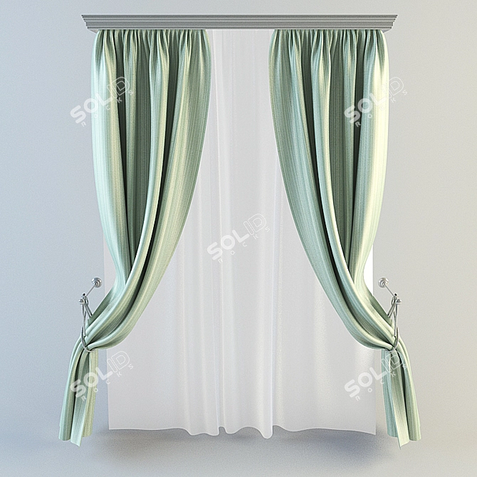 Modern Style Curtain with Textures 3D model image 1