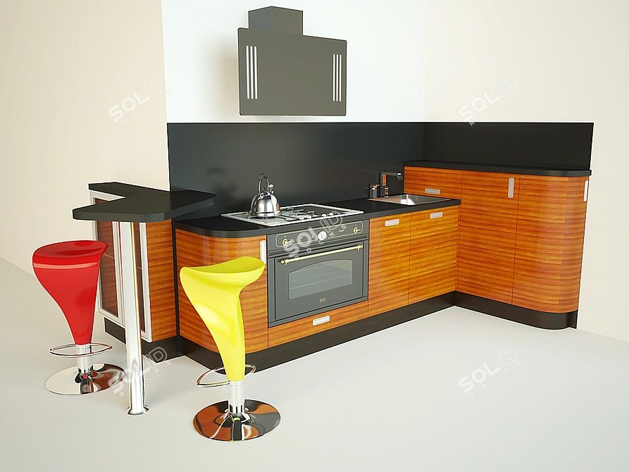 Modern Kitchen Set 3D model image 1