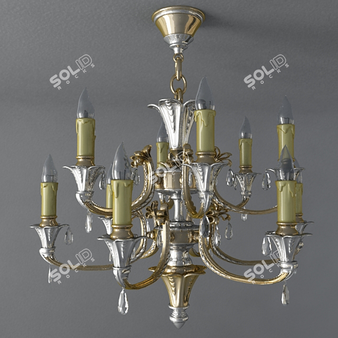 Elegant Candle-Lit Chandelier 3D model image 1